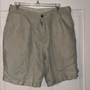 Men’s BROOKS BROTHERS 100% Linen Pleated Shorts Size 34 Relaxed Fit Beach Preppy